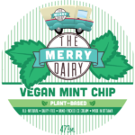 This is a label for Merry Dairy vegan mint chip ice cream