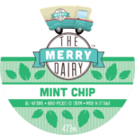 This is a label for Merry Dairy mint chip ice cream