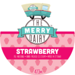 This is a label for Merry Dairy strawberry ice cream