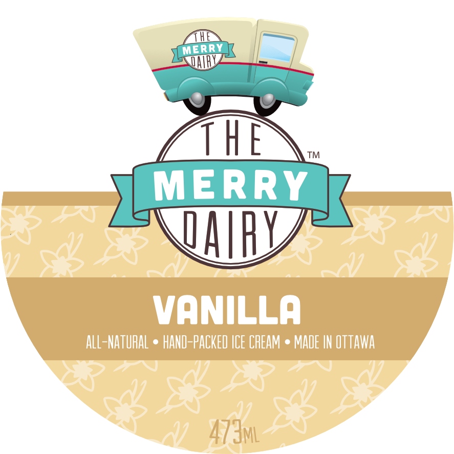 This is a label for Merry Dairy vanilla ice cream