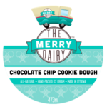 This is a label for Merry Dairy chocolate chip cookie dough ice cream