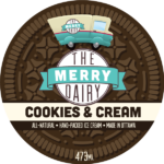 This is a label for cookies and cream Merry Dairy ice cream