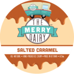 This is a label for Merry Dairy salted caramel ice cream